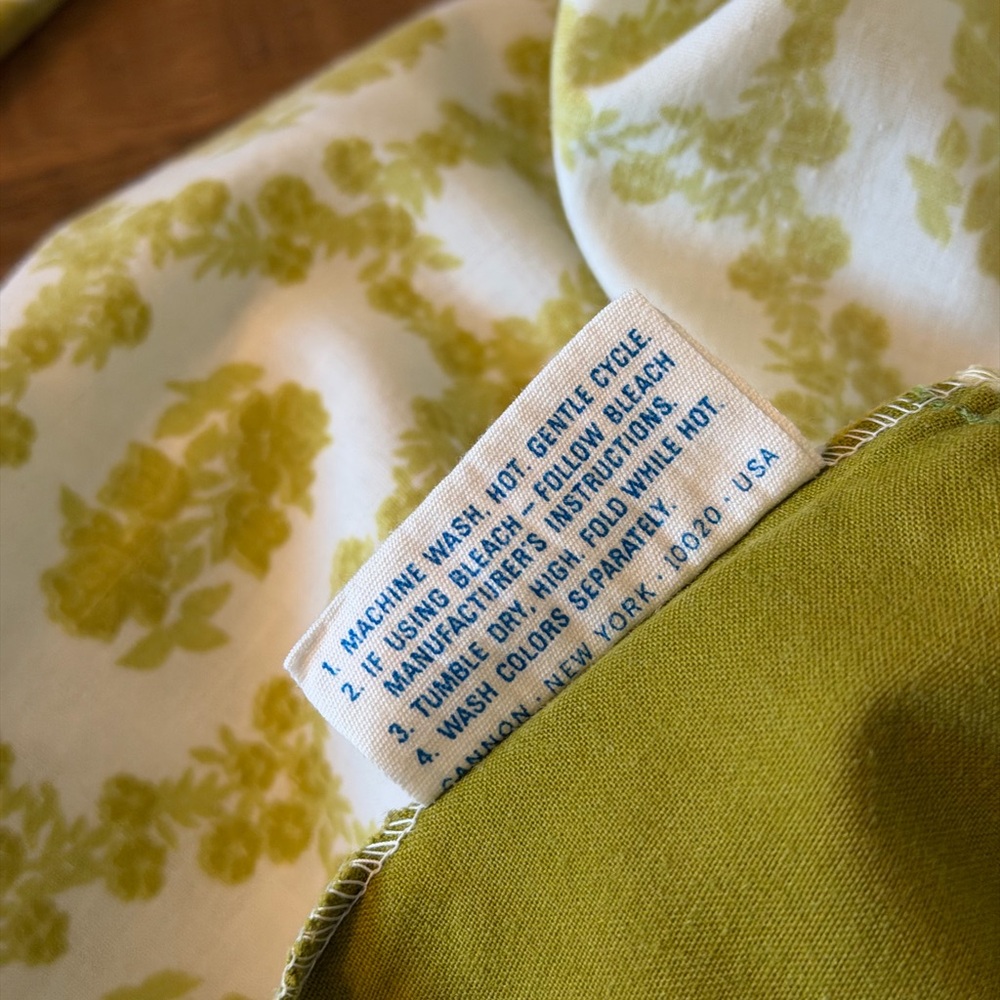 COMPLETE SET! Vintage Cannon 1970’s Sheets. Full Size. Avocado Green - Picture 6 of 12